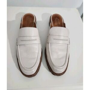 MADEWELL Corrine Leather Mules Womens Size 10.5 Lug Sole Slip On Loafer Oyster